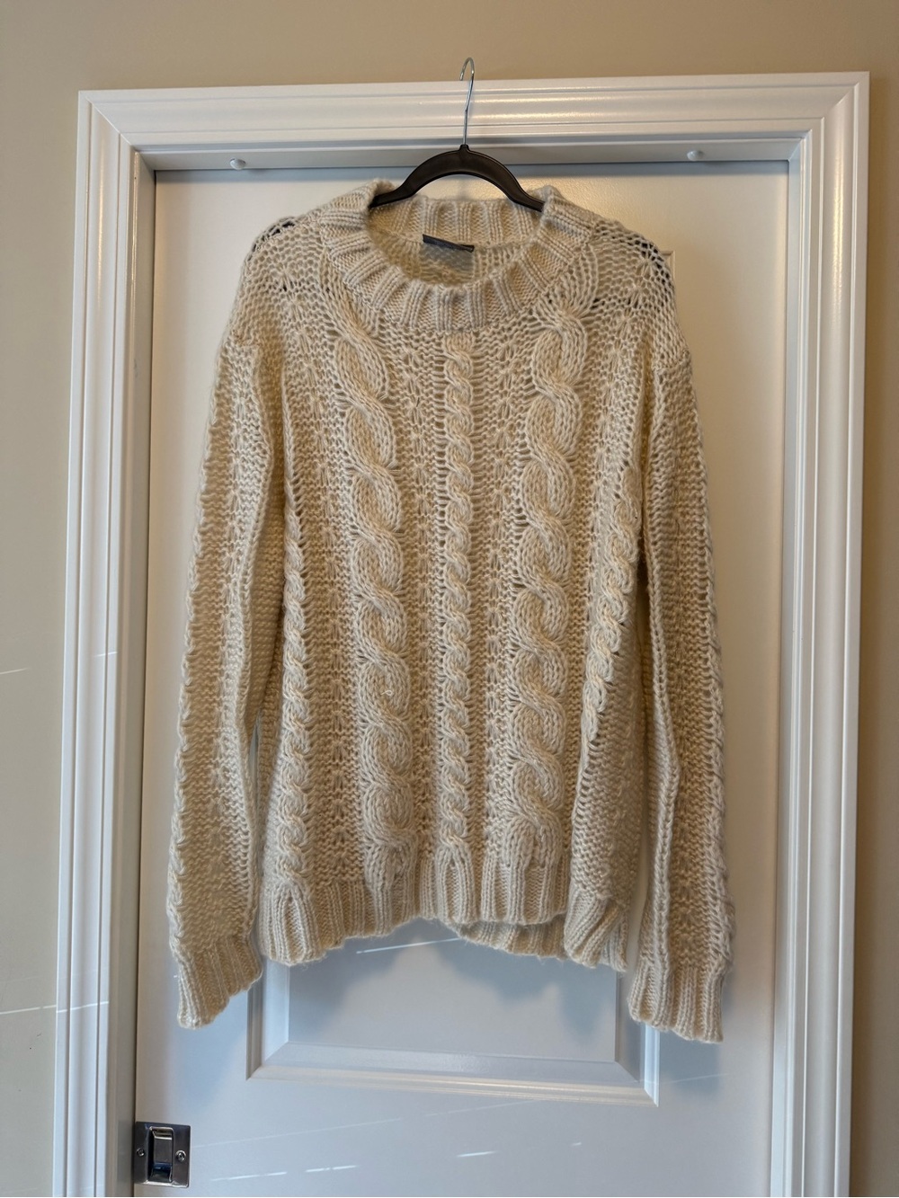 Wooden Ships Cream Cable Knit Crewneck Sweater